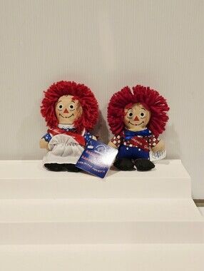 Vintage Applause Raggedy Ann & Andy Patriotic God Bless America Beanbag Doll Set